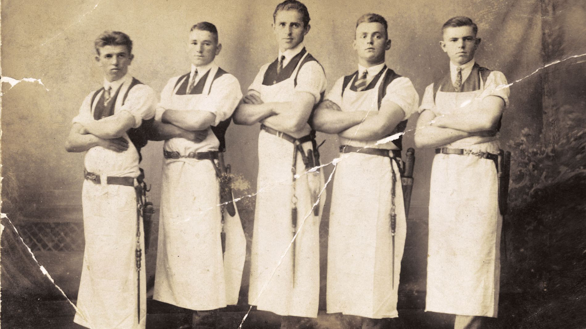 Max Ponnath I (zweiter von rechts) bei der Gesellenprüfung um 1925