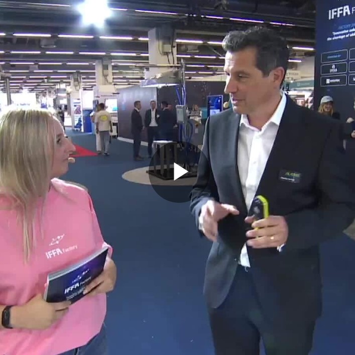 Interview at the IFFA Factory with industry experts discussing innovation and automation in food production.
