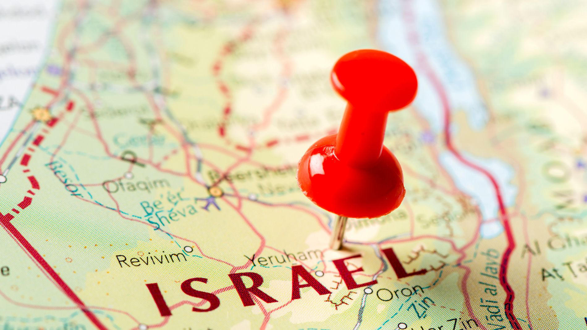 Karte von Israel mit einem Pin