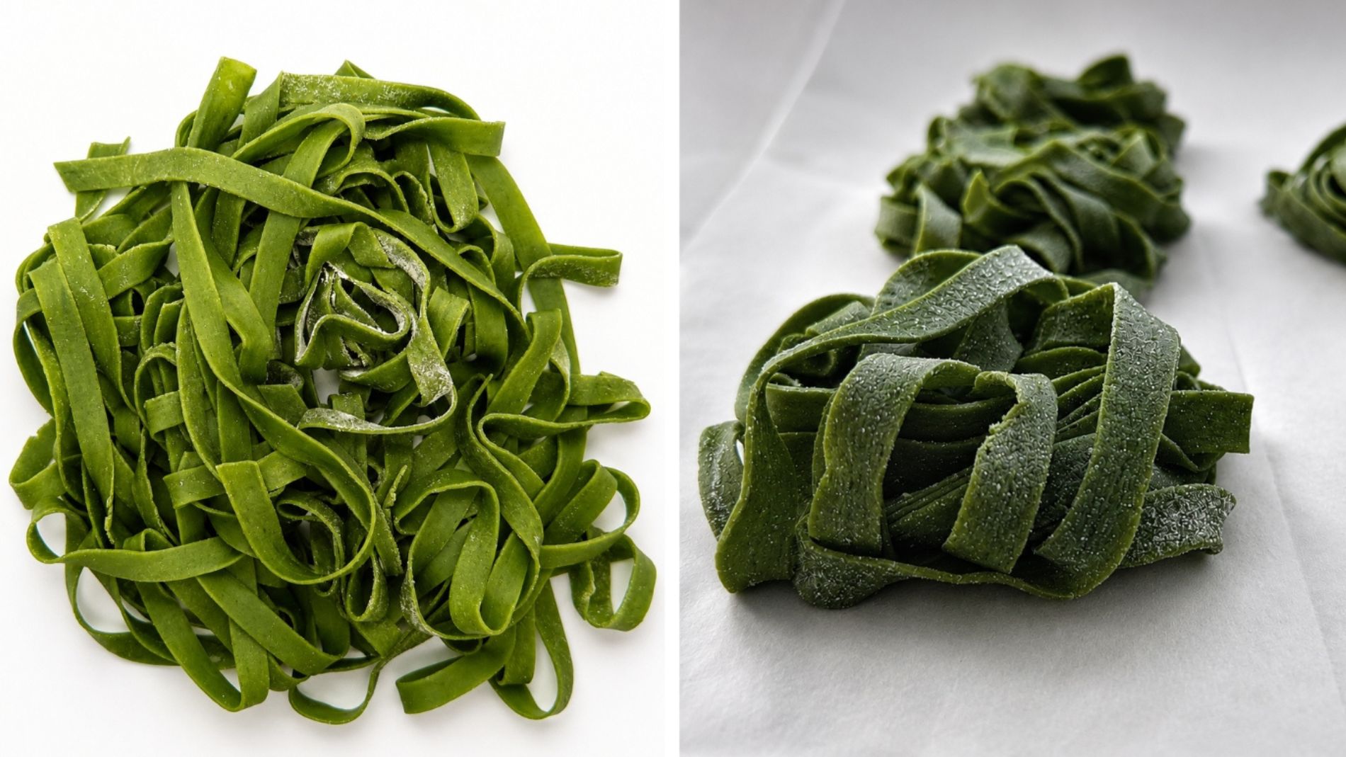 Ribbon pasta with added chlorella