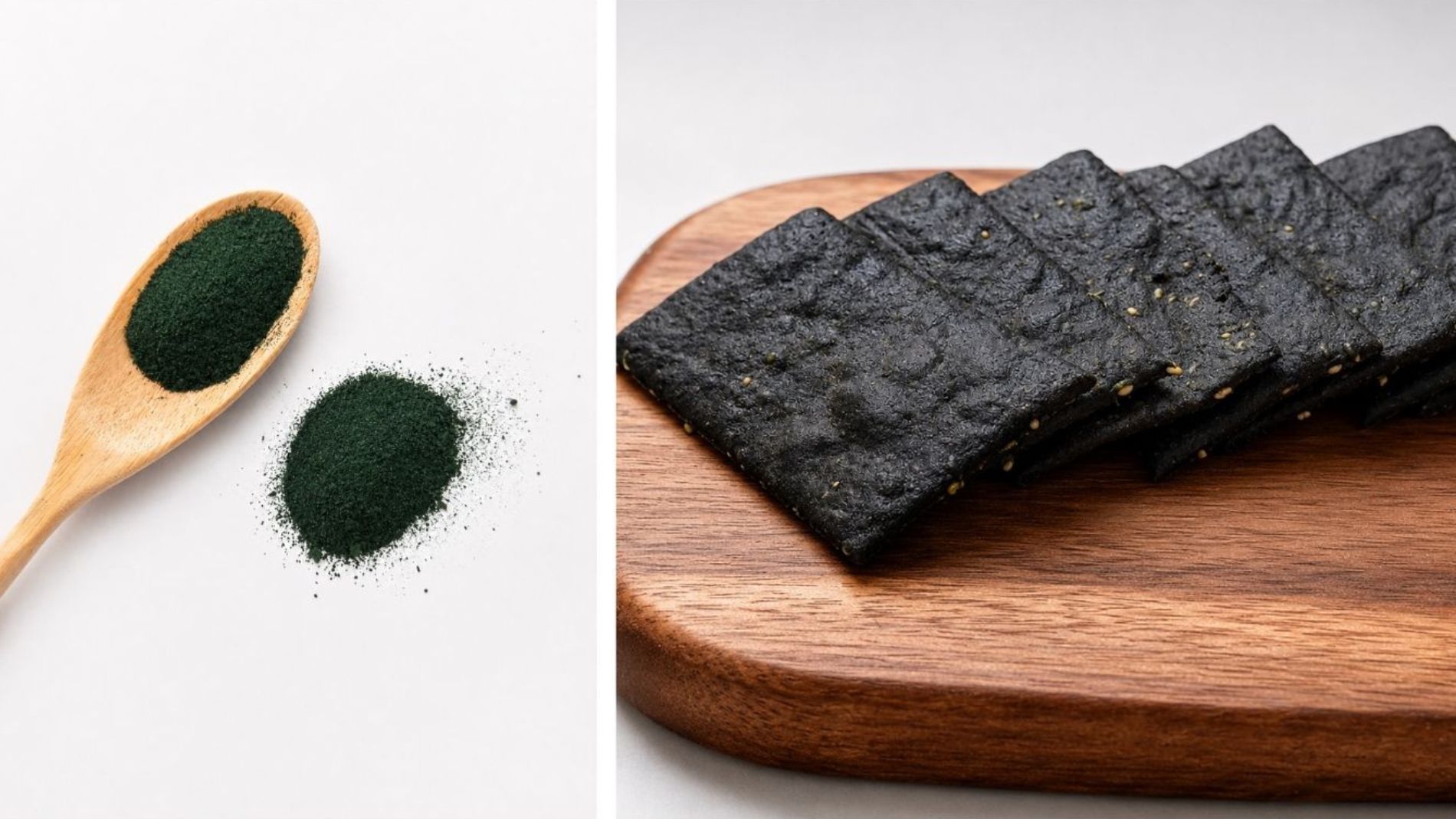 Chlorella powder and crackers containing algae