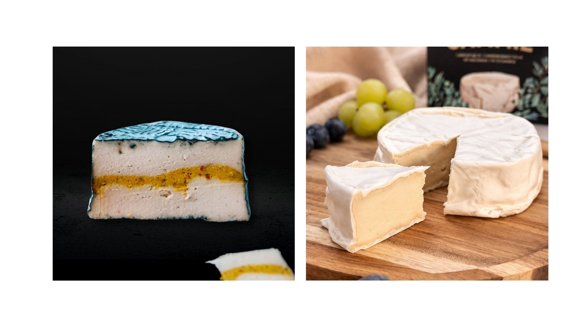 Vegane Weichkäse-Alternative auf Holzbrett serviert