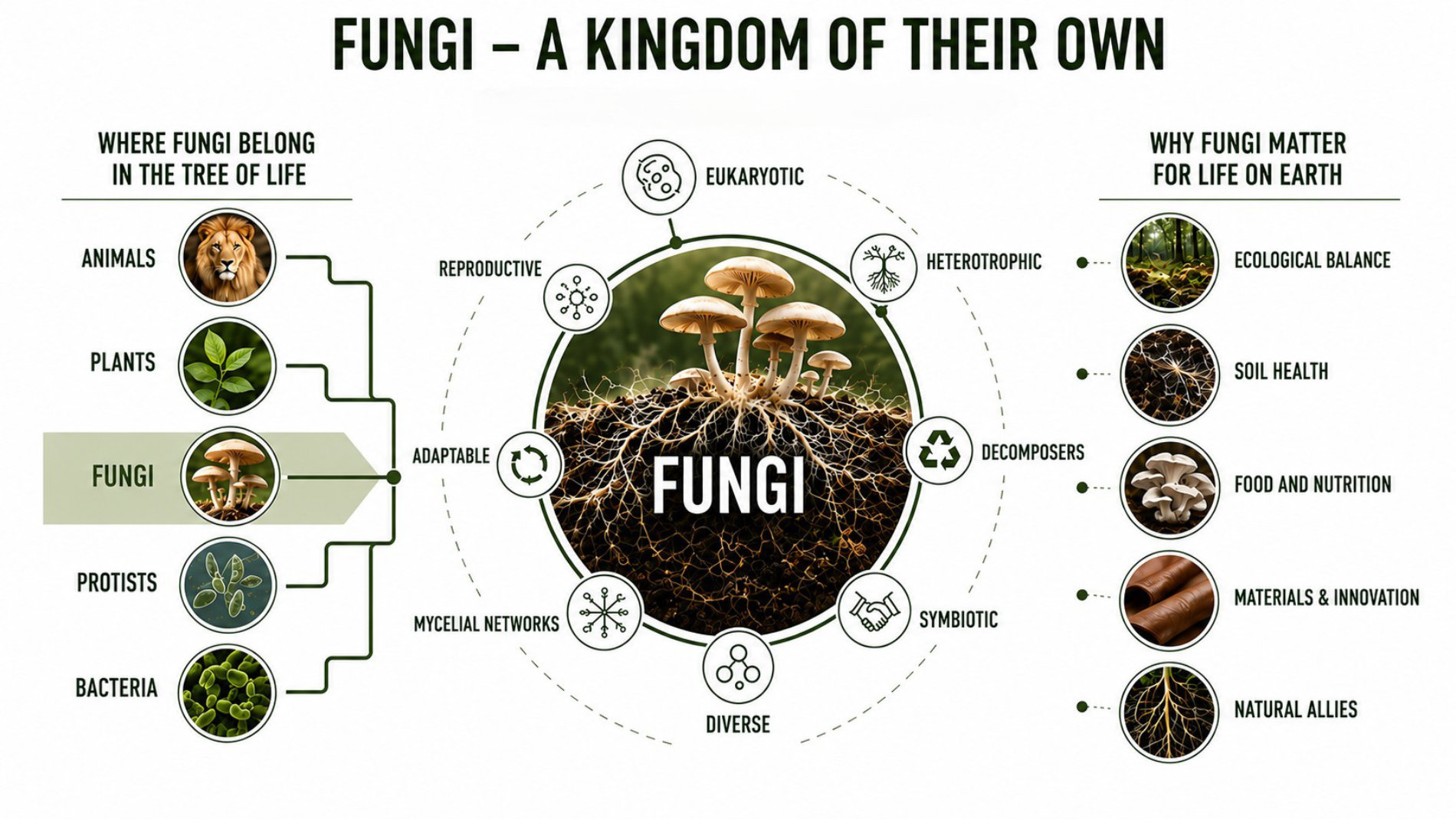 Infographic on the importance of fungi in the ecosystem