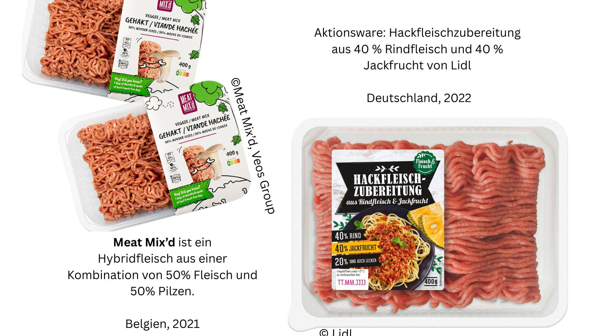 Hackfleischzubereitung aus Rindfleisch und Jackfrucht