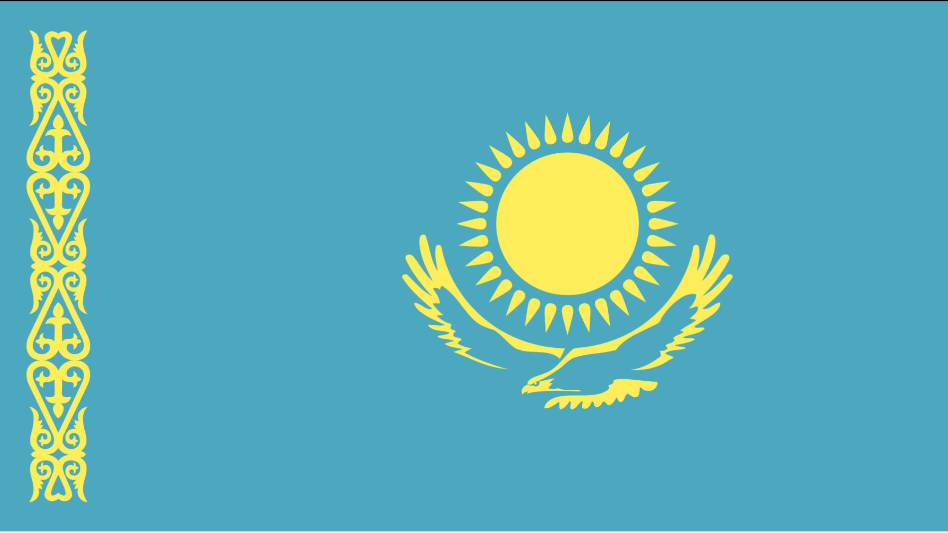 Flag of Kazakhstan featuring a sun and an eagle