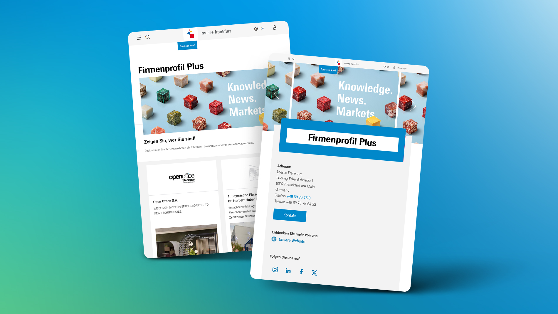 Tablet mit der Ansicht eins Firmenprofils Plus
