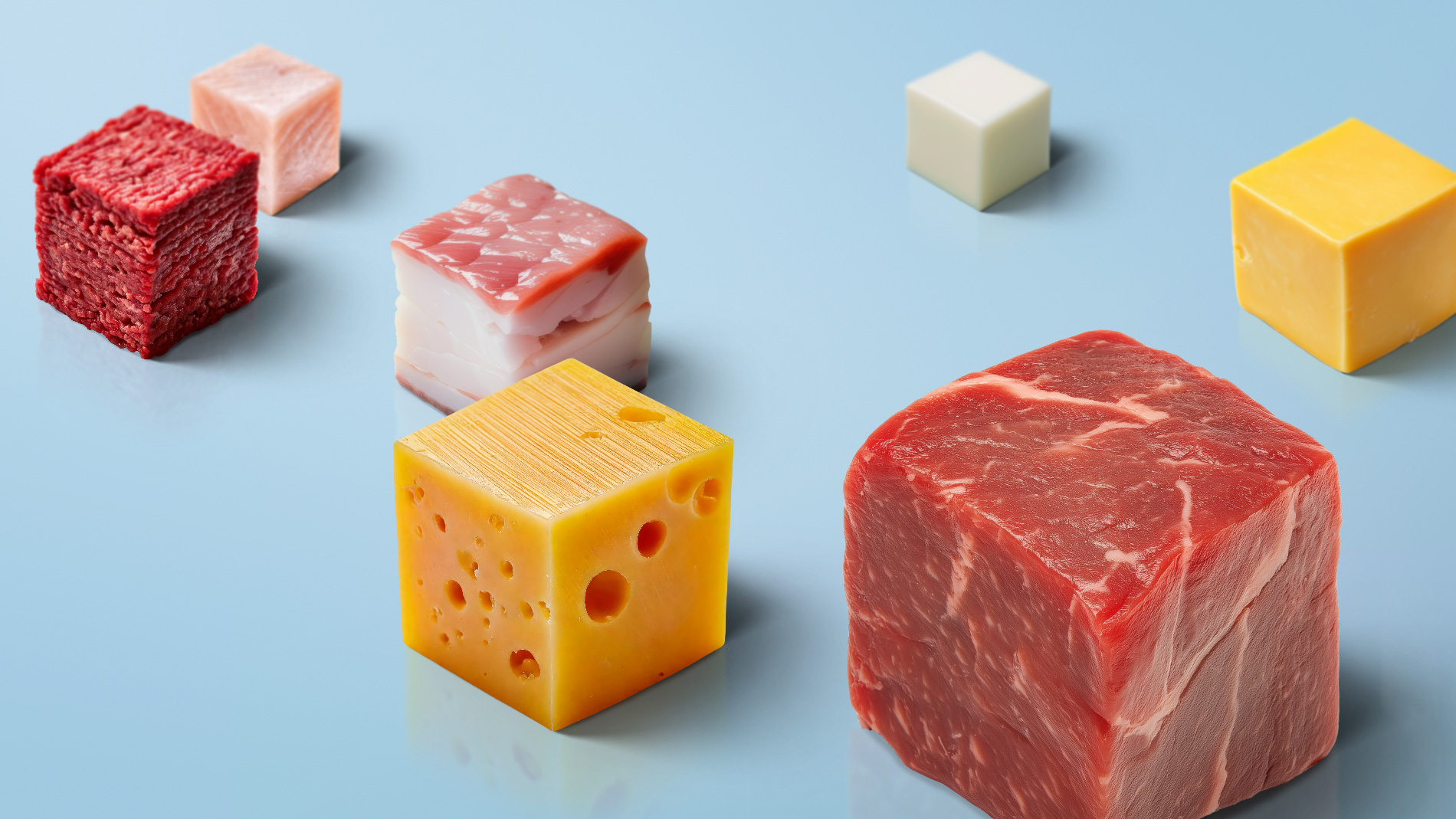 Animal proteins in cube form